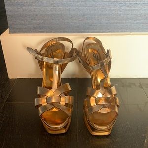 Saint Laurent Tribute Leather Stiletto Sandals